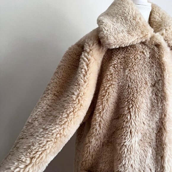 NWT FREE PEOPLE PRETTY PERFECT FAUX FUR COAT IN CREAM TEA - S - Picture 6 of 16